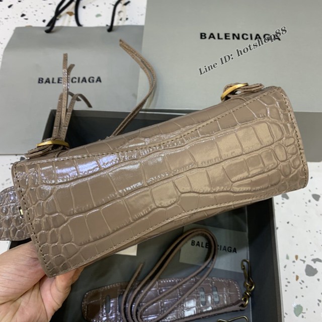 Balenciaga專櫃爆款鱷魚紋奶茶色手袋手提包 638512 巴黎世家小號Neo Classic機車包 fyj1438